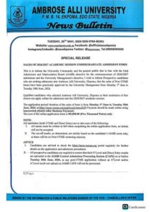 AAU Ekpoma Post UTME Form 2026/2027 is Out | Apply Now