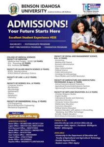 Benson Idahosa University (BIU) Admission Form 2026/2027 is Out | Courses, Requirements & How to Apply
