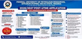 FUPRE Post UTME Form 2026/2027 is Out | Apply Now for Undergraduate Admission