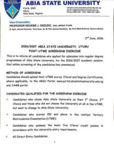 ABSU Post-UTME/DE 2026: Cut off mark, Eligibility and Registration Procedures
