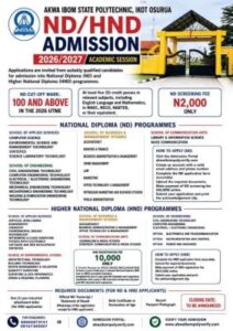 Akwa Ibom State Polytechnic Admission Form 2026/2027 is Out | ND & HND Courses, Requirements and How to Apply