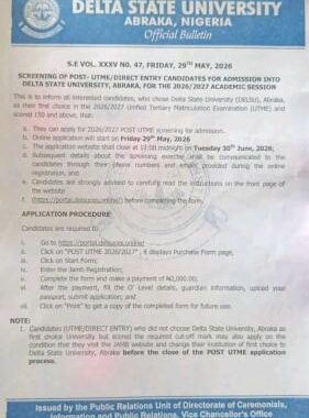 List of Schools Selling Post UTME Forms for 2026/2027 Academic Session (Universities, Polytechnics & Colleges of Nursing)