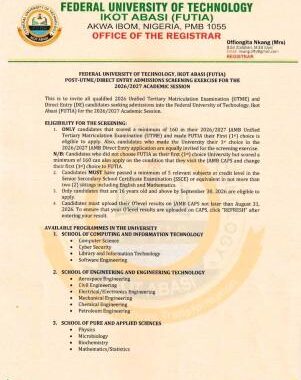 Akwa Ibom State Polytechnic Admission Form 2026/2027 is Out | ND & HND Courses, Requirements and How to Apply