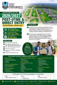 KOMU Post UTME & Direct Entry Form 2026/2027: Eligibility, Cut-Off Marks, Courses and Application Procedure