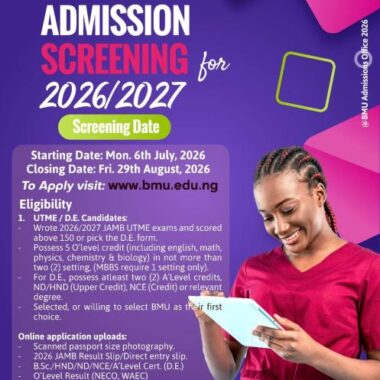 Bingham University Post UTME & Direct Entry Admission Form 2026/2027