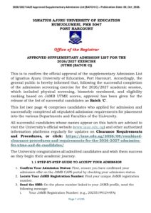 IAUE Releases Batch 3 Admission List for 2026/2027 Academic Session