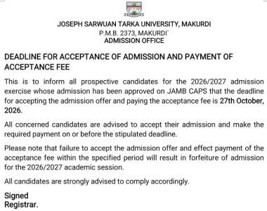2026/2027 Admission Lists: Full List of Universities, Polytechnics and Colleges of Education That Have Released Admission Lists