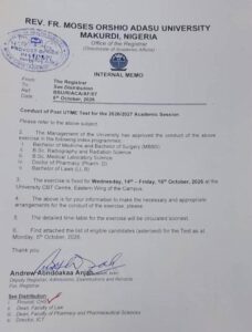 MOAUM Post-UTME Test 2026/2027: Date, Venue and Eligible Programmes